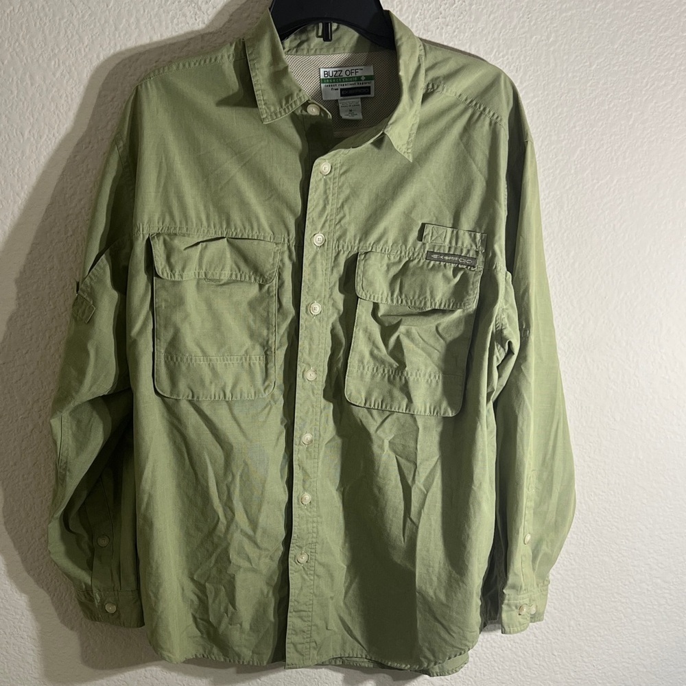 Exofficio men’s buzz off Sz M Lightweight Button-Front Shirt outdoors hiking